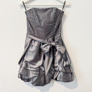 Jessica McClintock for Gunne Sax Sequin Strapless Formal Mini Dress Bow Party 3